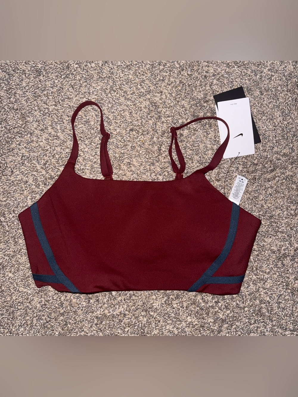Womens XL Nike Burgundy Sports Bralette with Navy Contrast - Picture 1 of 4